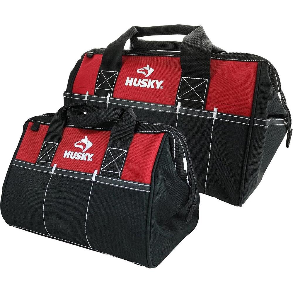 Husky 12 Inch and 15 Inch Water Resistant Tool Bag Multi Pack 2 Piece Storage